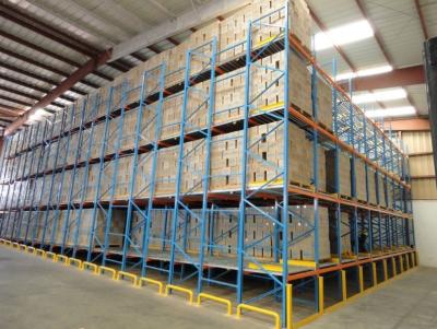 China Blue Rolling Warehouse Shelving Gravity Flow Pallet Racking Systems for sale