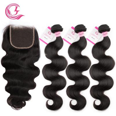 China Body Wave Virgin Skin 5X5 Bodywave Hd Swiss Thin Lace Closure & Bundles Cambodian Material Wholesale Full Hair 130% Density for sale