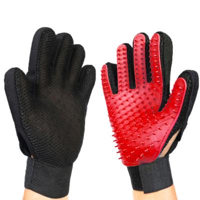 China Viable Deshedding Grooming Glove Cat Hair Remover Mitts Five Finger Dog Massage Bathing Brush Gloves with 259 Silicone Pins for sale