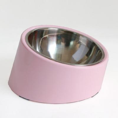 China Sustainable Inclined Protective Inclined Sloped Driver Neck Stainless Steel Pet Feeder Bowl For Dogs for sale