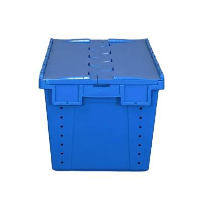 China Excellent Quality Solid Injection Stackable Box Crate Stack And Nest Stackable Crate With Lid for sale