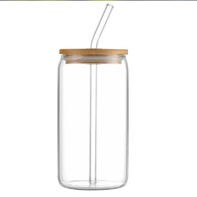 China Art Decor 12 oz Clear Frosted Sublimated Glass Mason Jar Beer Jar Tumbler with Bamboo Lid and Straw for sale