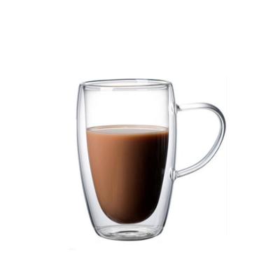 China High Borosilicate Insulation Coffee Mug Transparent Glass Casual Glass Drink Mug for sale