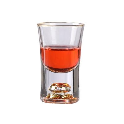 China Jinshan CLASSIC glass round cup glass round cup glass horn gift horn gift small spirits liquor cup factory wholesale gold leaf shot glass for sale