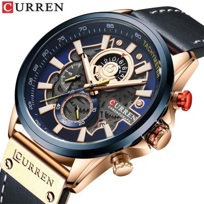 China CURREN 8380 Chronograph Men's Watches Branded Leather Strap Sports Quartz Wristwatch Luxury Chronograph Casual Clock Male Creative Design Dial for sale