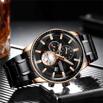 China CURREN 8362 Chronograph Man Wrist Watch Chronograph Calendar Men Watch Brand Stainless Steel Sport Military Top Luxury Black Watch for sale