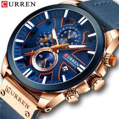 China CURREN 8346 Chronograph Top Brand Watches Luxury Men Leather Digital Mens Quartz Watch Man Sports Army Military Wristwatch for sale