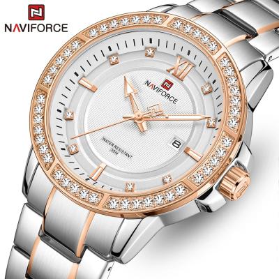 China NAVIFORCE 9187 Day/Date Silver Watches For Men Friend Fashion Business Watches Waterproof Stainless Steel Men's Wristwatch With Date for sale