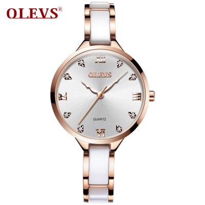 China Rose Gold Elegant Diamond Lady Luxury Quartz Female Wristwatch Water Resistant OLEVS 5872 Women Watch Reloj Mujer Ceramic Gift for sale