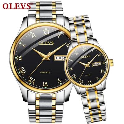 China Luxury OLEVS Water Resistant Couples Quartz Wrist Watch For Men Women Black White Face 30M Water Resistant Stainless Steel Watches for sale