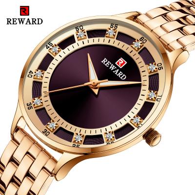 China Auto Date REWARD RD21003L 2019 New Luxury Lady Dress Watches Brand Quartz Crystal Diamond Women Watches Full Steel Waterproof Clock for sale