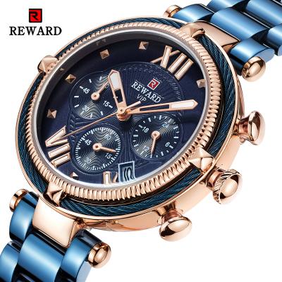 China REWARD RD63084L date watch women military clock brand women watches full sport chronograph waterproof steel luxury automatic quartz watch for sale