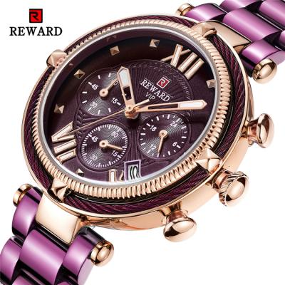 China Day/Date REWARD RD63084L Purple Ladies Watch Lady Top Brand Luxury Business Quartz Watch Girl Clock for sale