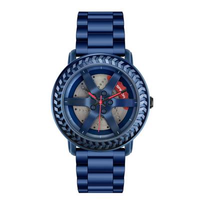 China 2021 New Real 3D Water Resistant SANDA 1050 Spinning Car Wheel Super Waterproof Car Rim Dial Watch Single Steel Hub Watch for sale