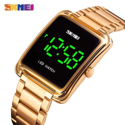 China Fashion 1505 Slim Electronic Clock Date SKMEI LED Digital Automatic Men's Watch Mens Digital Wristwatches Waterproof Stainless Steel Strap for sale