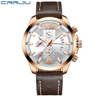 China Automatic Date Business Men Watch Luxury Big Dial Chronograph Function Multi Wristwatch Leather Strap Stylish Brand Calendar Relogio Watch for sale