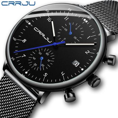 China CRRJU Automatic Date Men's Top Luxury Men's Stainless Steel Wristwatch Men's Military Waterproof Quartz Watches Relogio Masculino for sale