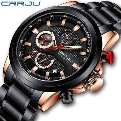 China Chronograph Watches CRRJU 2282 Stainless Steel Men Watches Luxury 2020 New Business Chronograph Date Luminous Quartz Watch for sale