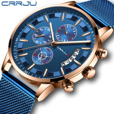 China CRRJU 2261 M Waterproof Quartz Business Watches Mens Chronograph Men's Watch Top Brand Luxury Clock Sports Casual Blue Watch for sale