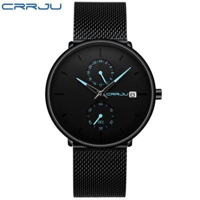 China CRRJU 2265 men's watches brand analog watch men's top luxury stainless steel quartz waterproof wristwatch for sale