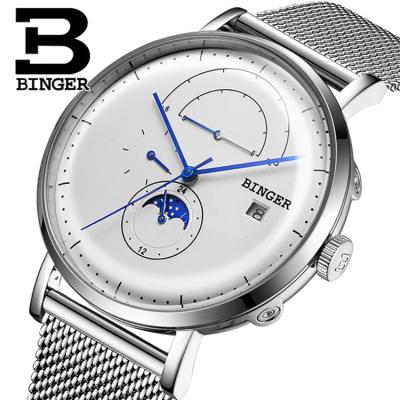 China BINGER 8610 Brand Waterproof Top Luxury Automatic Mechanical Men Watch Multifunctional Calendar Moon Phase 24 Hours Sapphire Orologi Binger for sale