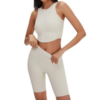 China New Style Spring Summer Antibacterial Yoga Suit Comfortable Sports Suit Top And Short Suit for sale