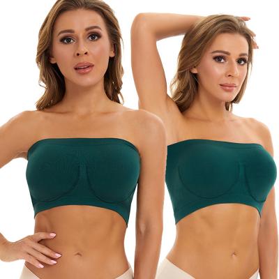 China Factory Wholesale Breathable Plus Size Underwire Seamless Bandeau Bra Ladies Faux Strapless Wrap Bra for sale