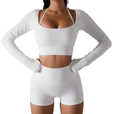 China Breathable 2022 New Spring And Summer Long Sleeve Yoga Clothes With Top Pads Quick-drying Fitness Wear Tight-fitting Sports for sale