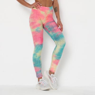 China New Breathable Ink Jacquard Tie Dye Yoga Bubble Pants Slim Fit Hip Lift Sports Fitness Pants Outer Wear Gaiters Women for sale