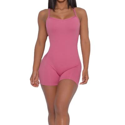 China Women One-Piece Protective Coveralls OEM Yoga Bra Fitness Overalls Sports Romper Jumpsuit Breathable Stretchy QUICK DRY Custom Made Beauty Short Back for sale