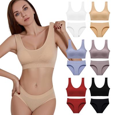 China QUICK DRY plus size ribbed high back bra U cut sexy seamless yarn T-shirt sports bra and panty free sets for women everyday wear and yoga for sale