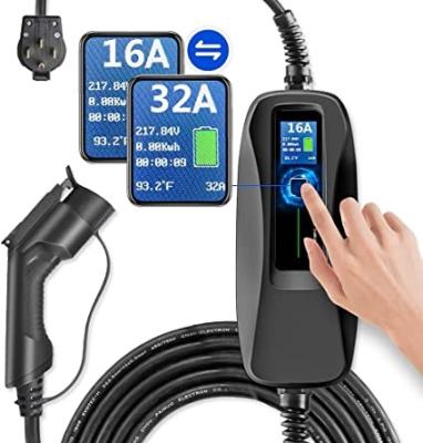 China EV Charger Portable Charging Charger 220V-240V 25ft (7.5M), Electrical 16/32 Amp NEMA14-50 SAE J1772 EV Cable Level 2 Electric Vehicle BS-PCD054 for sale