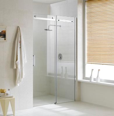 China Large Modern Frameless Roller Sliding Tempered Glass Shower Door for sale