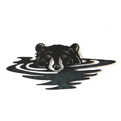 China Art Decor High Quality Decorative Durable Laser Cutting Black Bear Metal Art Wall for sale