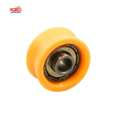 China Traditional Rubber Coated V Groove Sliding Door Roller Bearing Wheels 6mm for sale