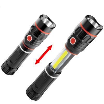 China High Power LED COB Zoom Magnetic Extendable Multifunctional Telescopic Torch Light Tactical Flashlights for sale