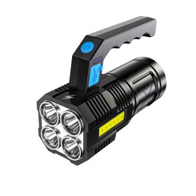 China Portable Searchlight High Bright Four Head Emergency Flashlight Rechargeable Led COB Search Light for sale