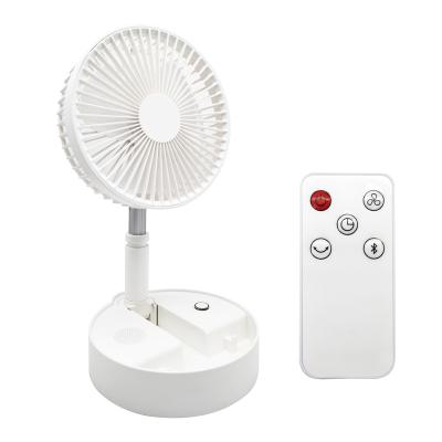 China Buletooth USB Rechargeable Remote Control Charging Buletooth Stand Table Fan Portable Desk Fan Wireless Cooling Telescopic Fan for sale