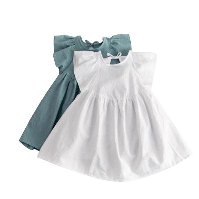 China New Summer Baby Kids Girl Sleeveless Dress Anti-wrinkle Solid Color Comfortable Linen Cotton for sale