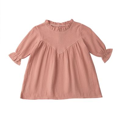 China Anti-wrinkle organic cotton 2023 spring summer soft soft neutral baby dress children high quality vintage full sleeve for sale