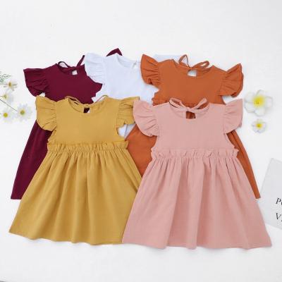 China Anti-wrinkle hot sale new solid color cotton and linen girls dress lace up princess dress - buy summer children's dresses for little girls, Dr. for sale