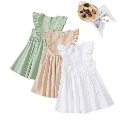 China Anti-wrinkle hot sale Europe and USA bow solid color puffy dress children dress for sale