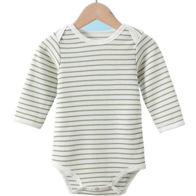 China Substantial Eco-friendly Washable Breathable Warm Styles Autumn Cotton Baby Romper Boy Girl Striped Toddlers Infants Clothes Rompers for sale