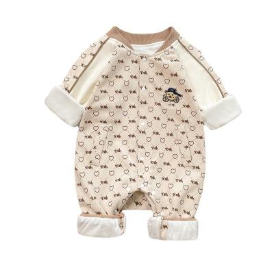 China 100% Newborn Baby Rompers Wholesale Cotton Long Sleeve Winter Jumpsuit Overalls Washable Eco-friendly Breathable Newborn Baby Clothing for sale