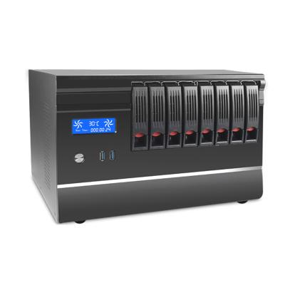 China With Fan 8 Bay NAS Storage Server Case Rack Server Equipment For Micro ATX Mini Itx Server Chassis With LCD Screen for sale