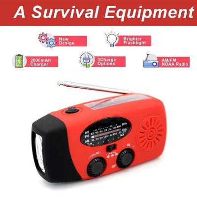 China PORTABLE 2000mAh Portable Hand Crank Radio USB Hand Crank Dynamo Emergency Radio Power Bank USB Solar Charger and SOS Alarm for sale