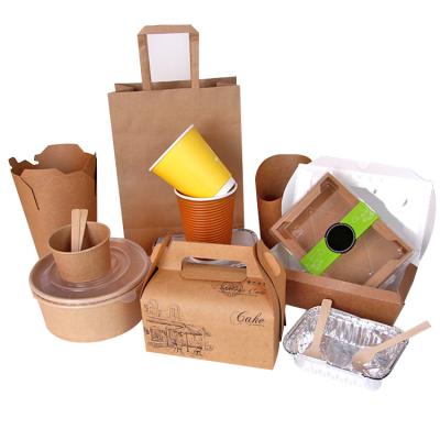 China Brown Eco-Friendly Biodegradable Disposable To-Go Wrapping Paper Food Packaging 500ml 650ml Salad Paper Cup Soup Bowl Container With Paper Lid for sale