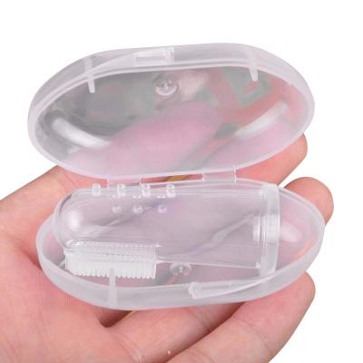 China Wholesale Healty.BPA Free Soft Silicone Baby Finger Toothbrush For Infant Teeth Clean Brush With Case for sale