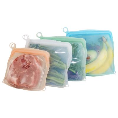 China Non-Toxic100% Reusable Silicone Food Storage Bag Sustainable Food Container for Cooking Store Freeze Leakproof Dishwasher-Safe for sale