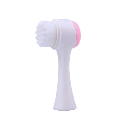 China Silicone Facial Brush Manual Portable Deep Cleansing Dual Sides Face Cleansing Brush for sale